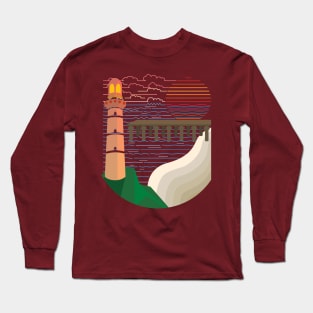 The lighthouse stands tall watching the shoreline Long Sleeve T-Shirt